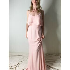 LOVE, LIKELY Monte Blush Ruffle Bust Spagetti Strap Slip Dress Gown US 6 NWT